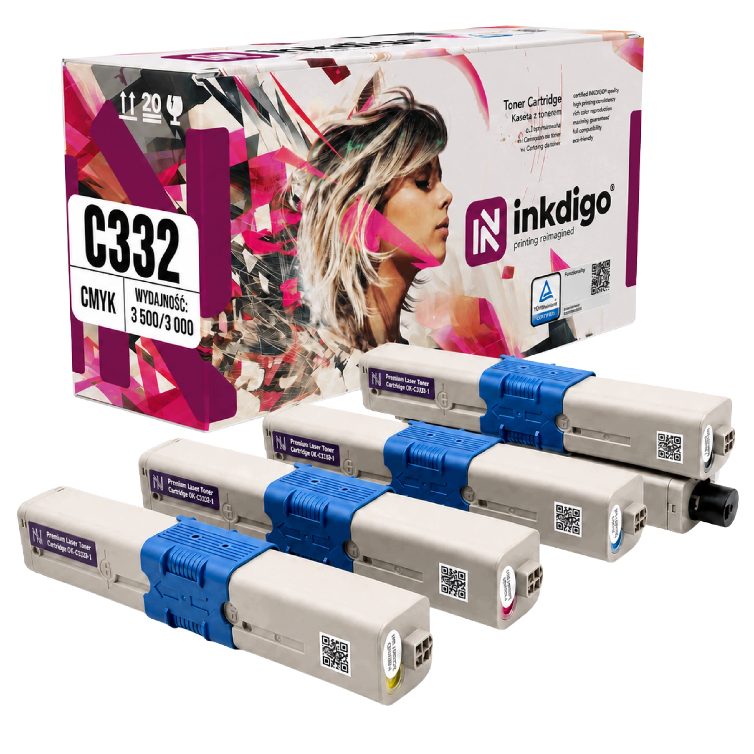 4x Toner Pro Oki C332 C332dn MC363 MC363dn Cmyk XL