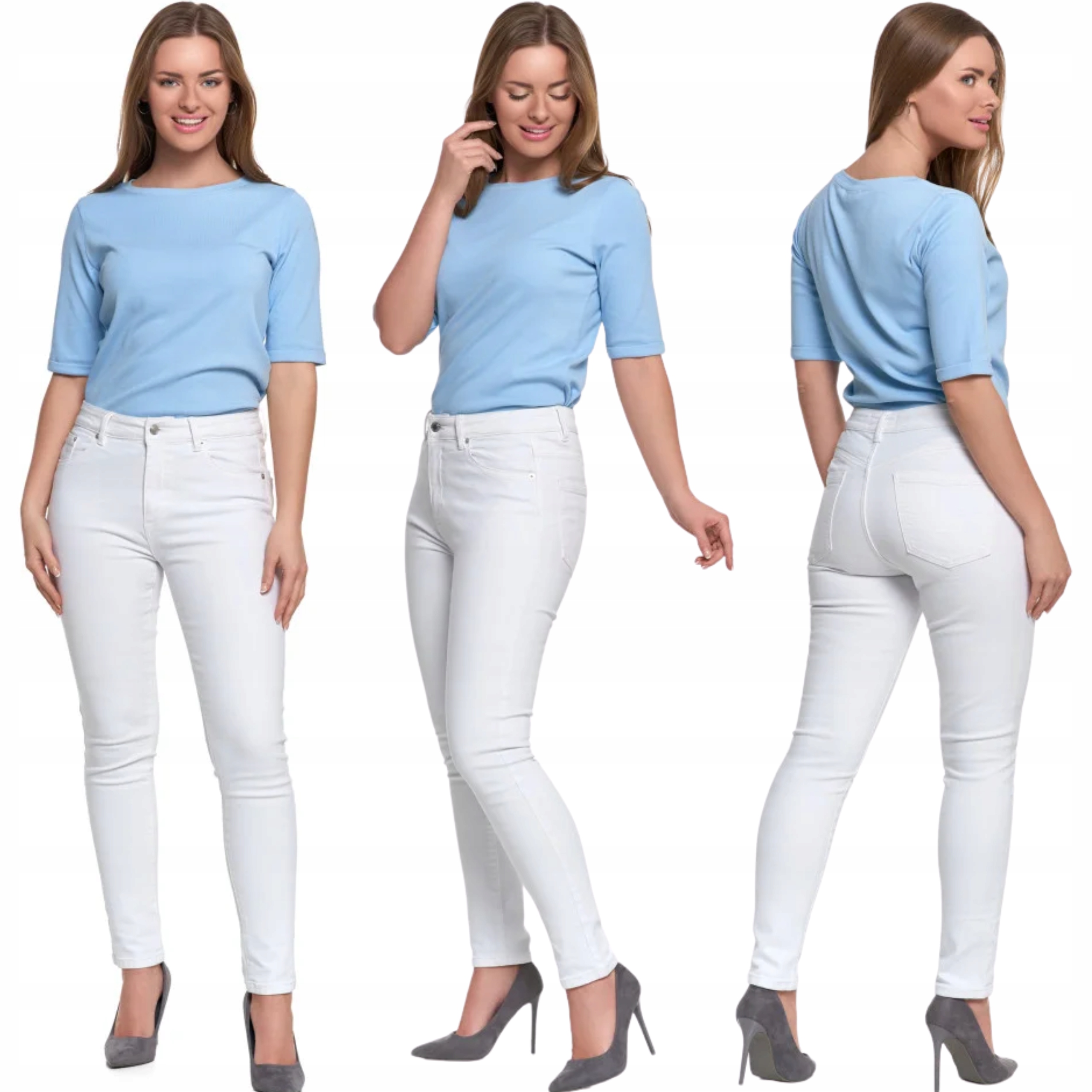 Dámské kalhoty Skinny Jeansové Úzké Nohavice s vysokým pasem Kapsy Moraj L