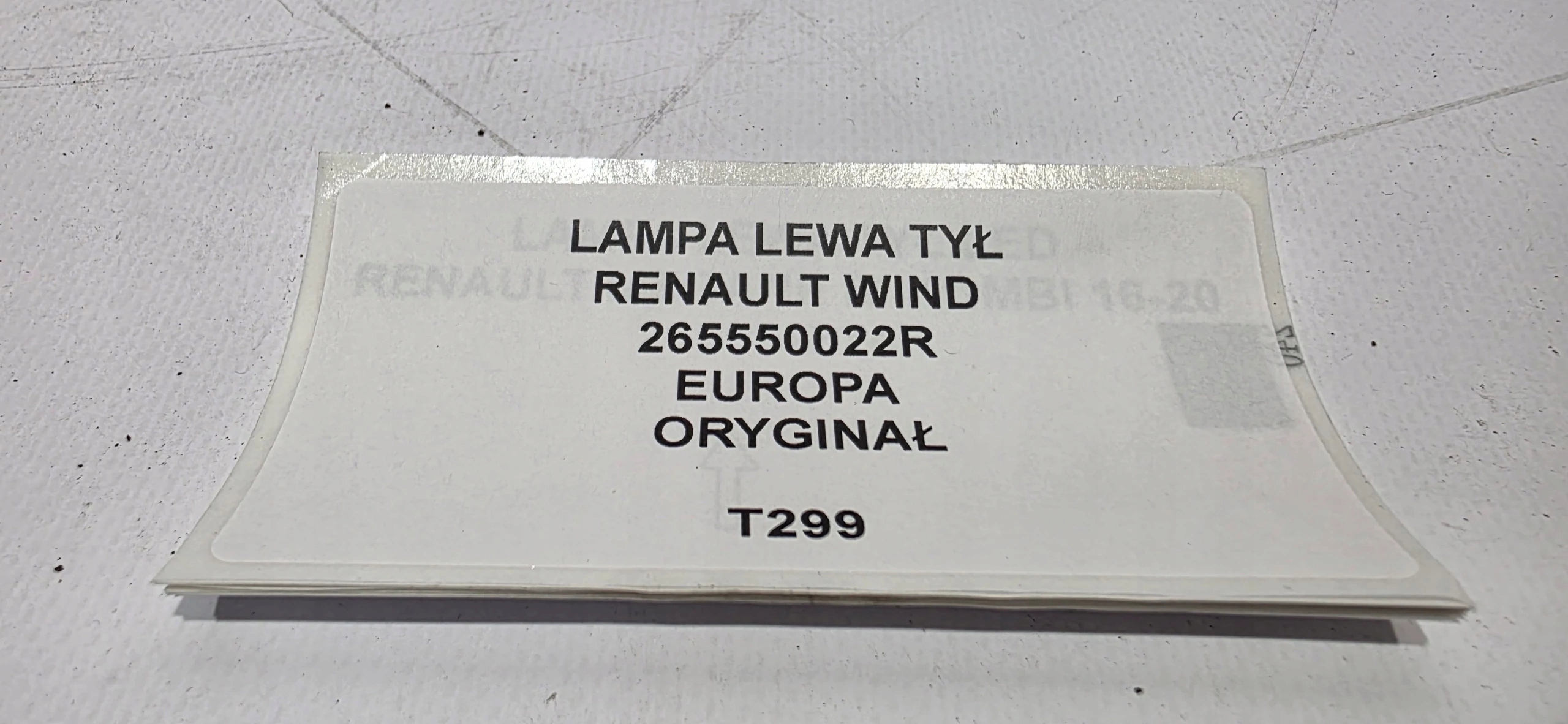 light left rear part RENAULT WIND original EUROPA 265550022R