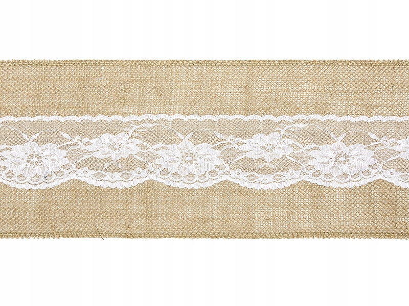 

Szarfa Taśma Jutowa z Koronką Dekoracja 15cm 2,75m