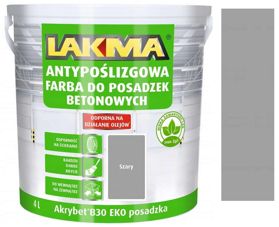 Lakma Akrybet B-30 Eko Farba Antypoślizgowa Do Posadzki Szara 4 L
