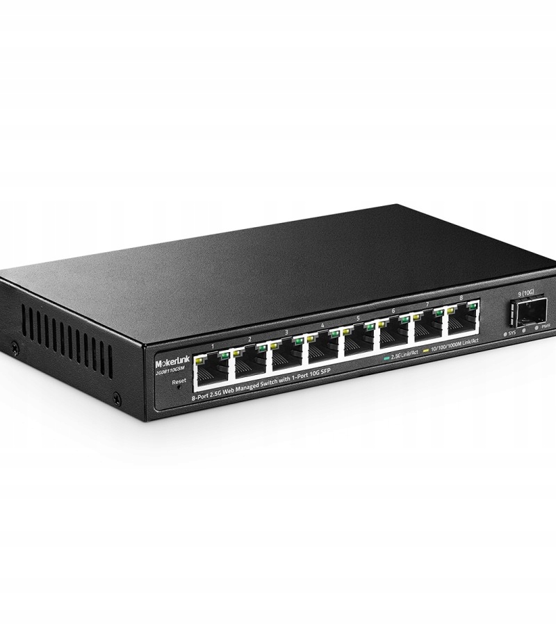 MokerLink 8-portowy zarządzany przełącznik Ethernet 2.5G z 10G Sfp+, 8x2.5G