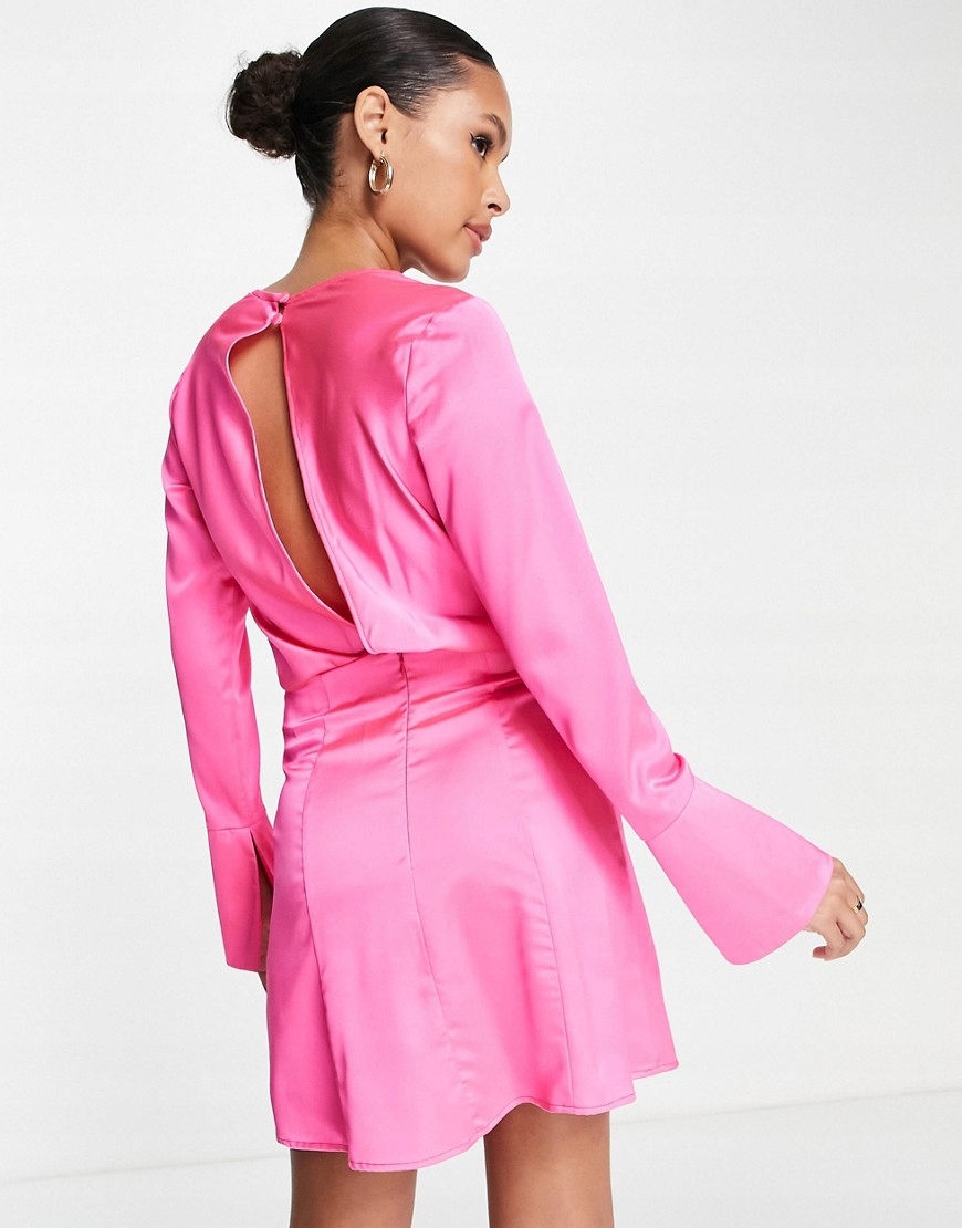 DESIGN Różowa satynowa sukienka mini S Płeć kobieta