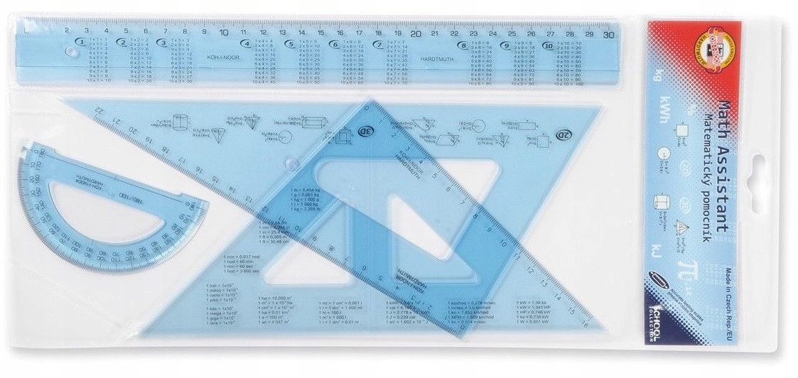 Matematyczne PRZYBORY do SZKOŁY Duże Przybory GEOMETRYCZNE Szkolne KohINoor