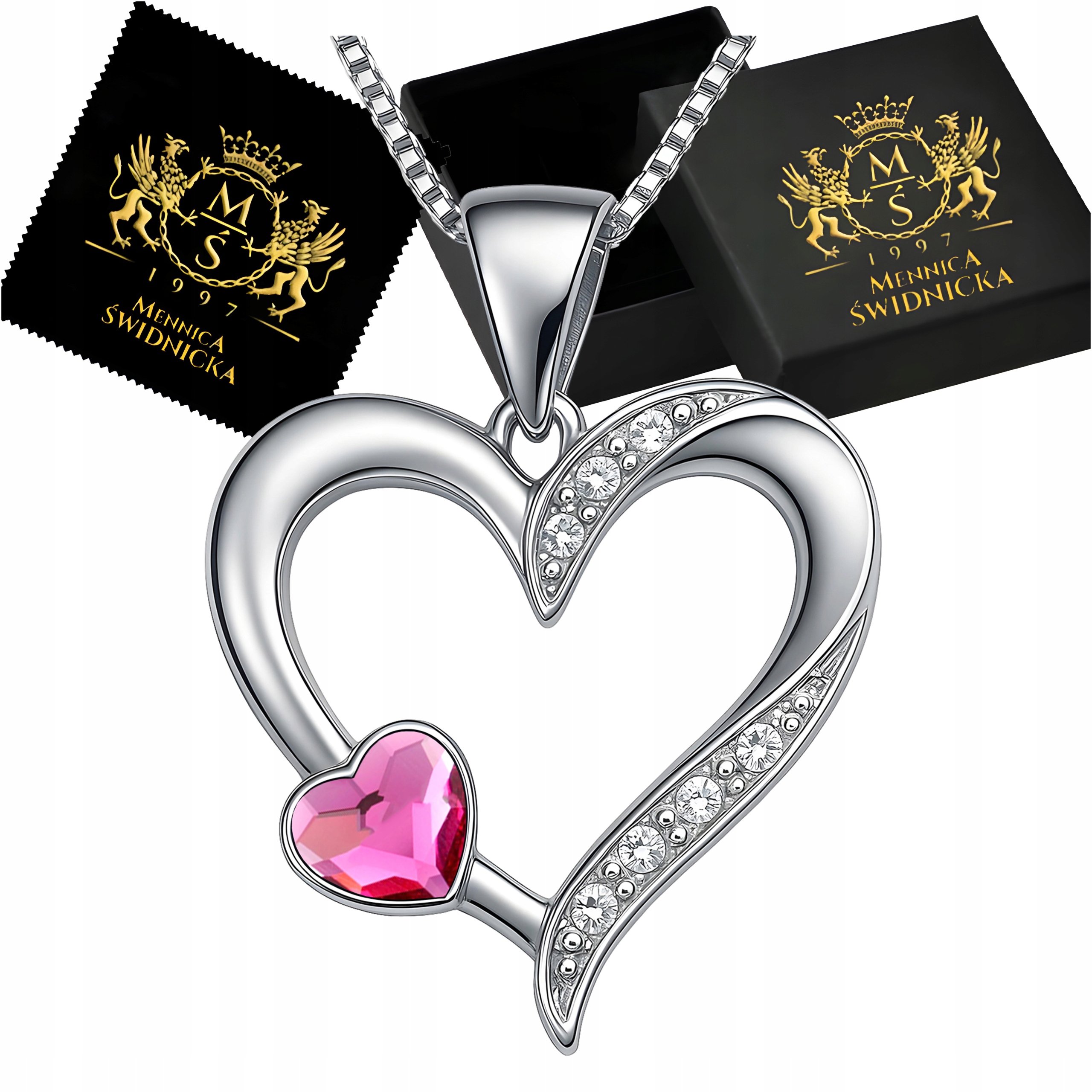 Stříbrný náhrdelník Stříbro 925 Srdce Přívěsek Přívěsek jako Dárek pro manželku