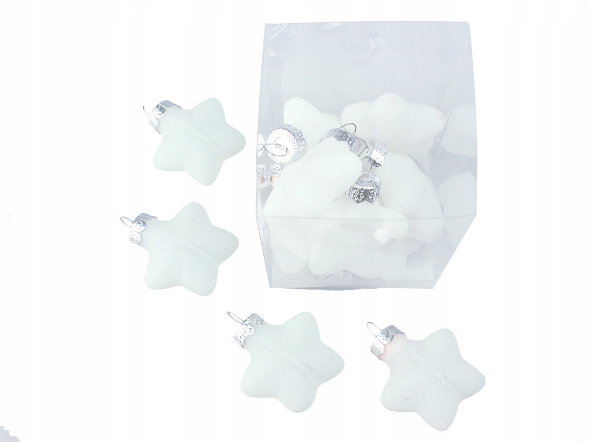 

Szklane Bombki Gwiazdy 4cm 12szt Arctic White