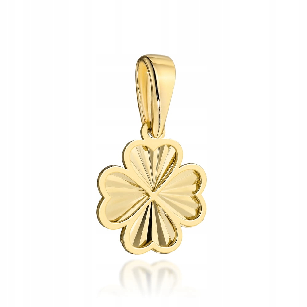 Zlatý přívěsek 585 Lesklá Čtyřlístek s diamantováním 0.48 g jako dárek