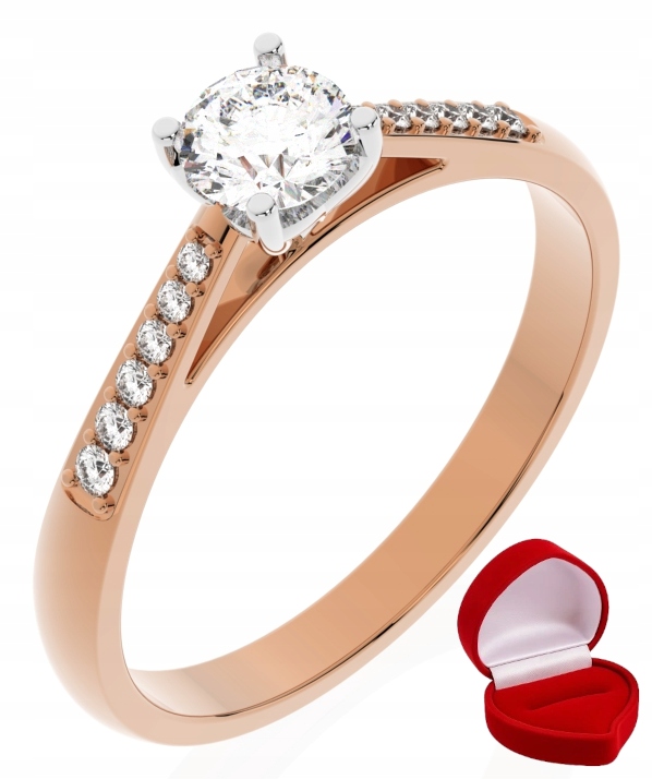 Zlatý Prstýnek 585 14k Brylant Lab 0,30 ct Růžové Zlato R20