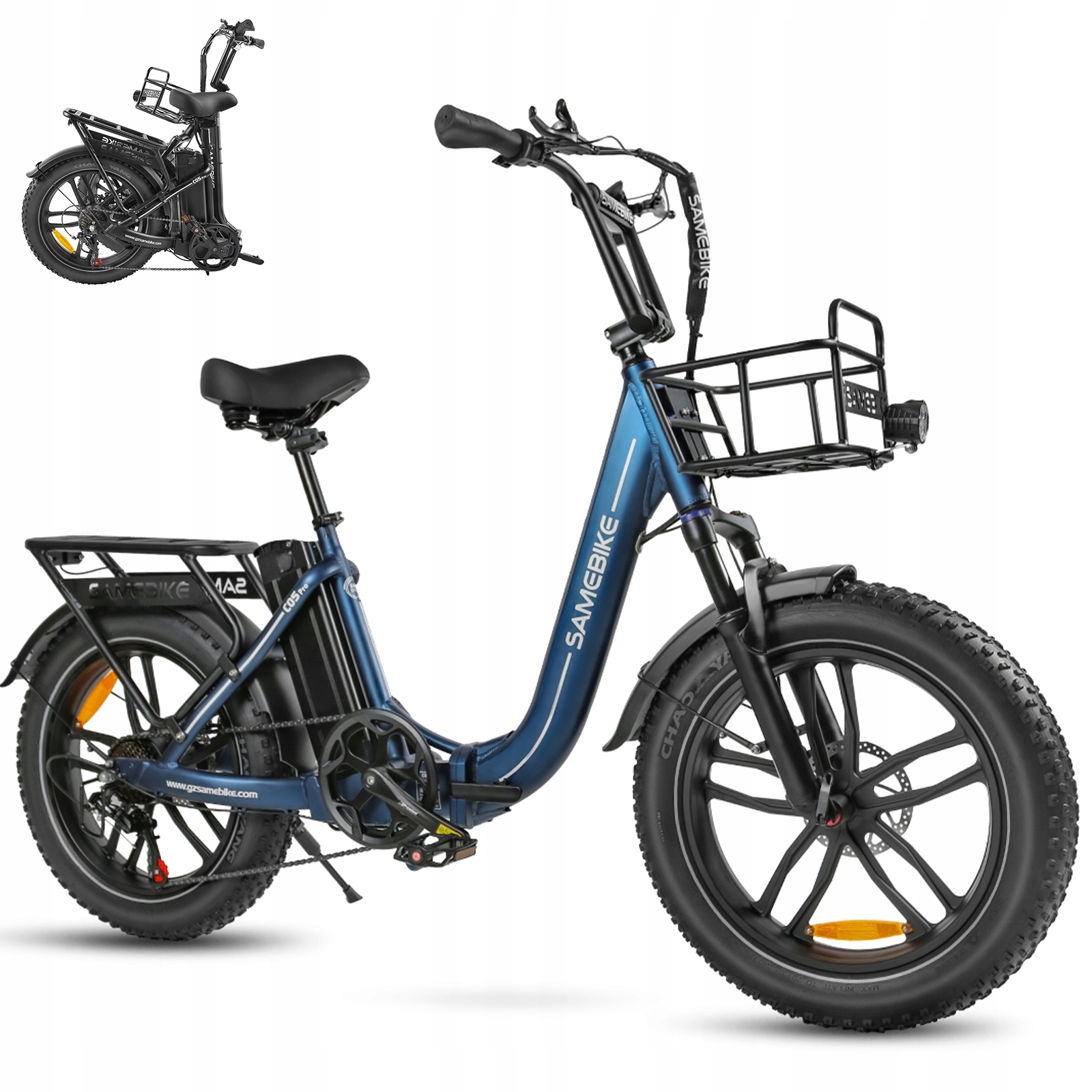 Samebike C05PRO Skládací Elektrické Kolo 750W 13Ah 35KM/H 70KM 20" Tlusté Pláště