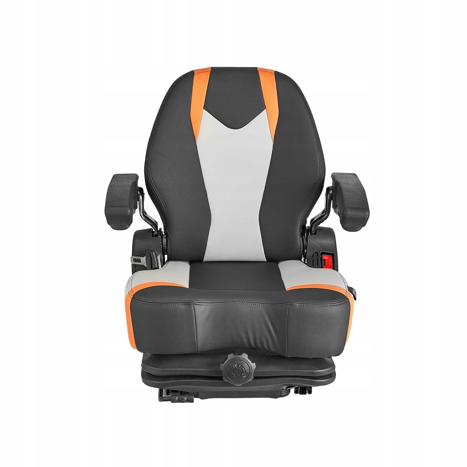 Odpružené křeslo pro vysokozdvižný vozík s područkami a pásem pro stroje