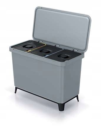 3x Kosz na śmieci 10l Pojemnik do segregacji szary z klapami sortownik