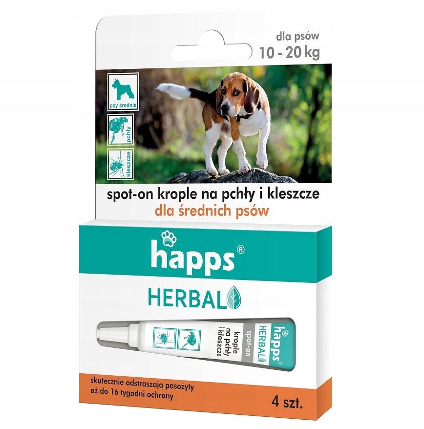 

Happs Krople na Pchły, Kleszcze dla Psów 10-20kg