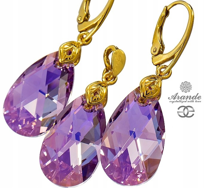 Nové Krystaly krásný komplet Amethyst Gold Zlaté Stříbro