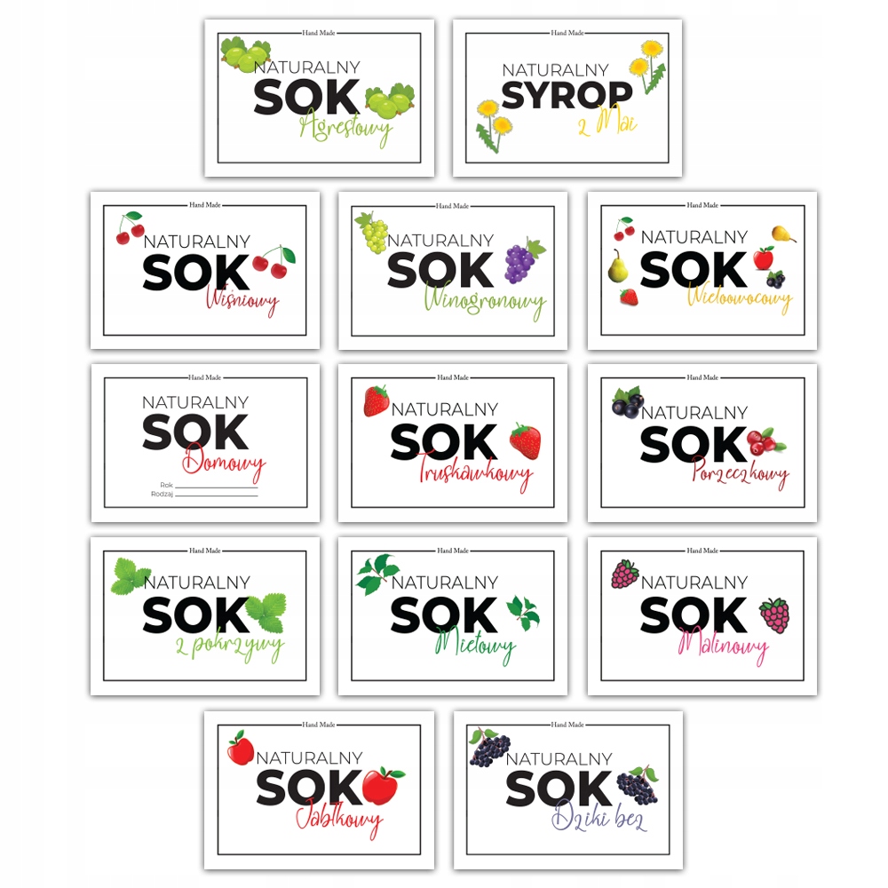

10X Etykiety Naklejki Na Butelki Sok Naturalny
