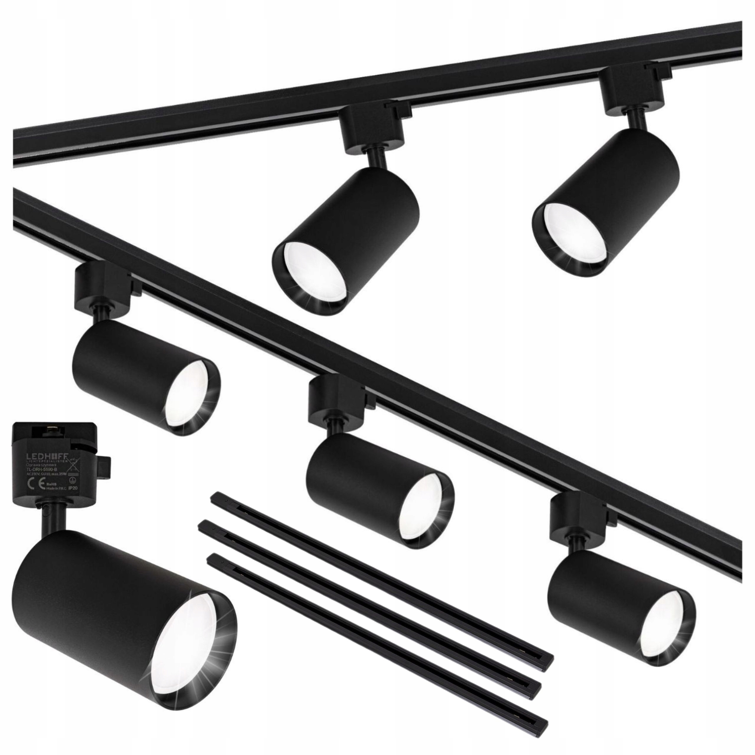 Sada kolejnicová lišta 3x 1 m 5 x lampa GU10 Led kolejnicové osvětlení 3 m