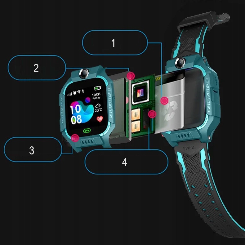 Smartwatch dla dzieci zegarek SMART WATCH z Lokalizatorem LBS + SIM GRATIS Mechanizm kwarcowy