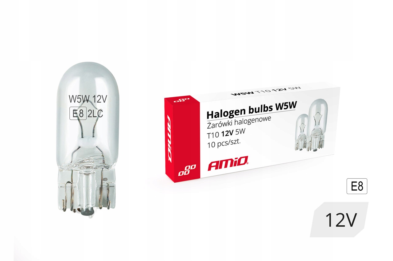 

Żarówka T10 W5W 194 12V 5W Szklana Bezbarwna 10szt