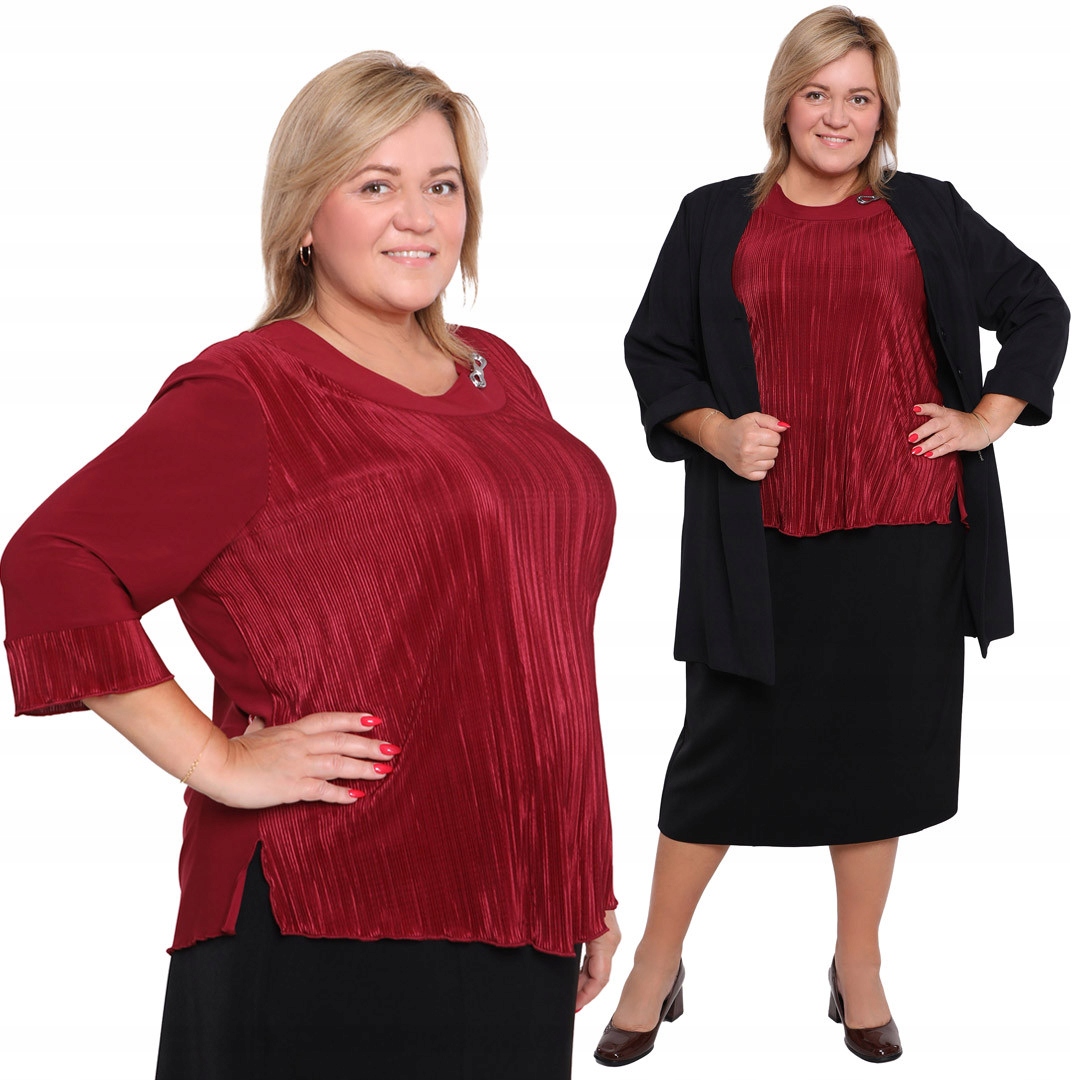 Bordó vizitková halenka s plisováním 56/58