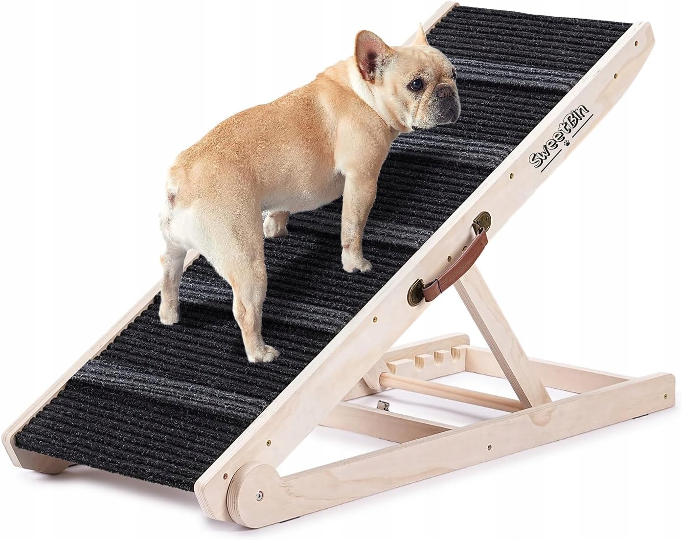 Skládací rampa pro psy 130 cm, protiskluzová, 6-stupňová, nastavitelná výška 33-71 cm