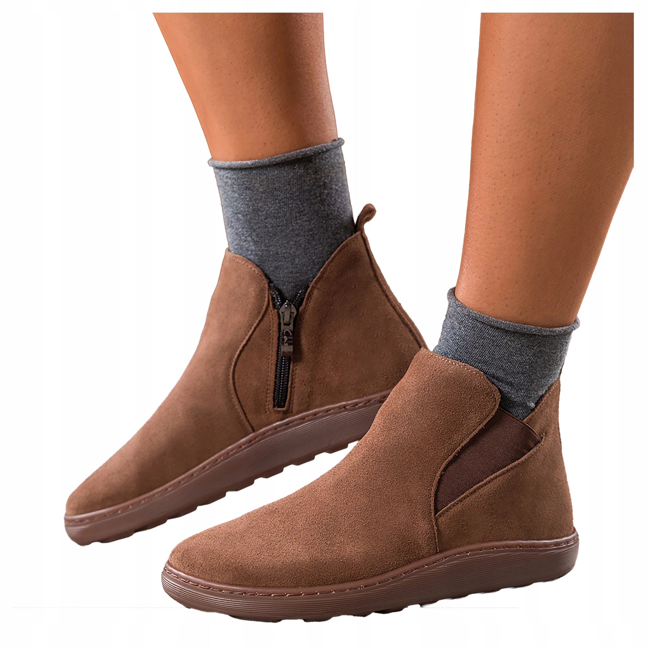 Kotníkové Boty Hnědé Dámské Barefoot Modné Ploché Kožené S Gumou Semišové vel 40