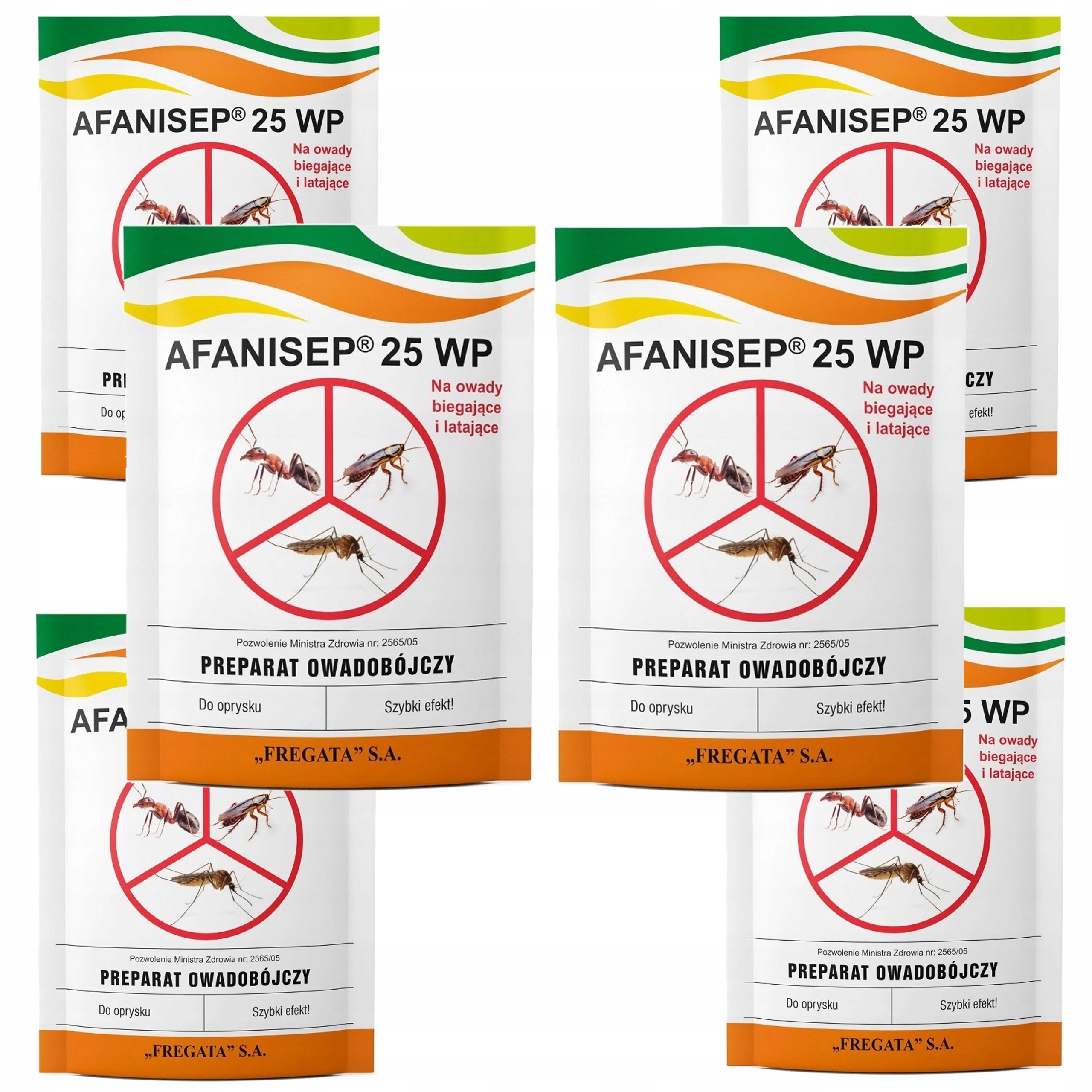 Permetryna 25% Afanisep 25WP 25g Na Pluskwy Karaluchy Kleszcze Muchy 6 szt