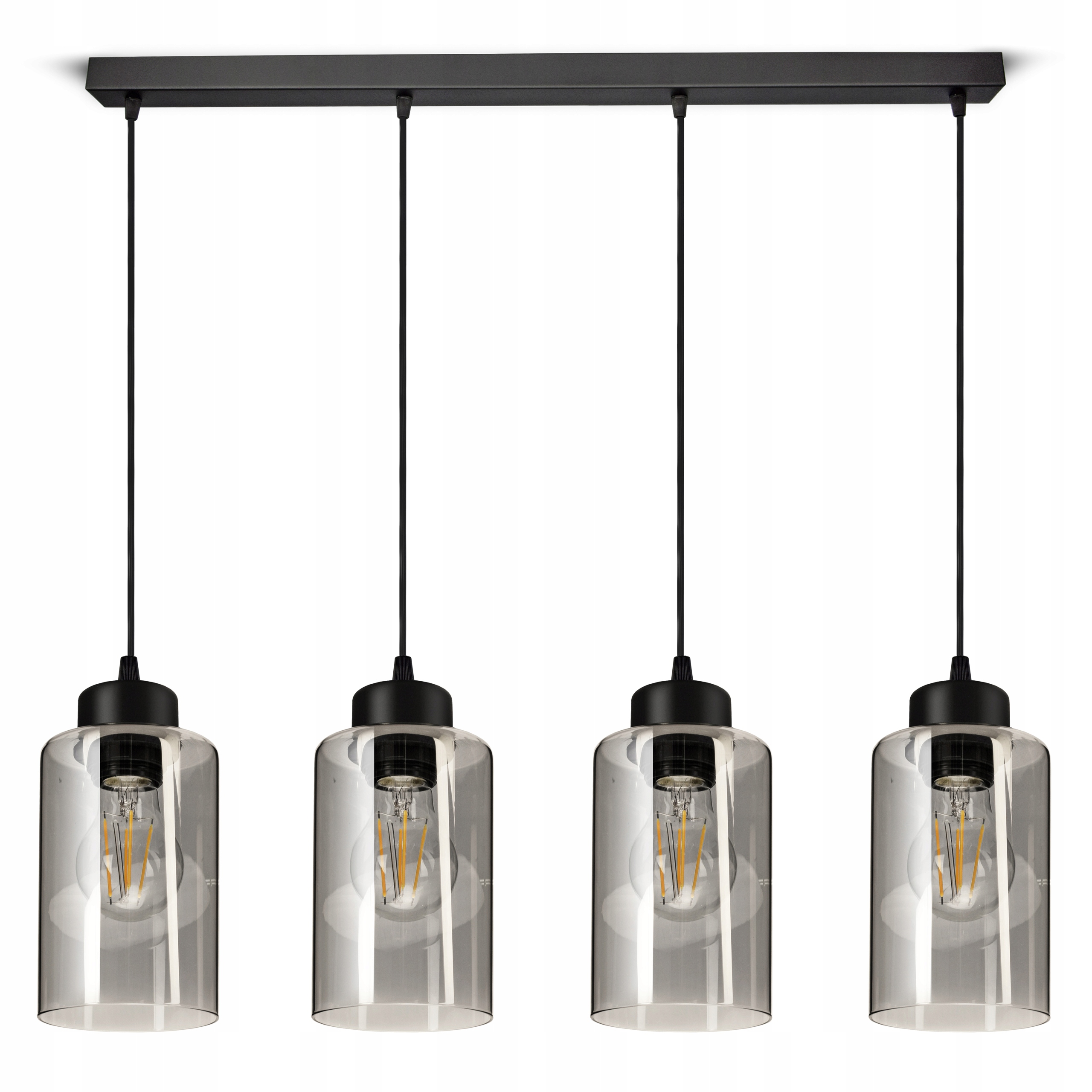 Lampa Wisząca Sufitowa Żyrandol Czarna Szklana Glass Tube 535-BZ4 Led E27