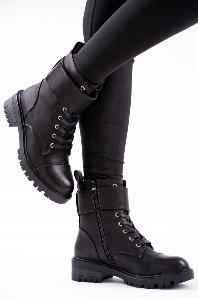 Botki workery na płaskim obcasie z wysoką cholewką 39 Rozmiar 39