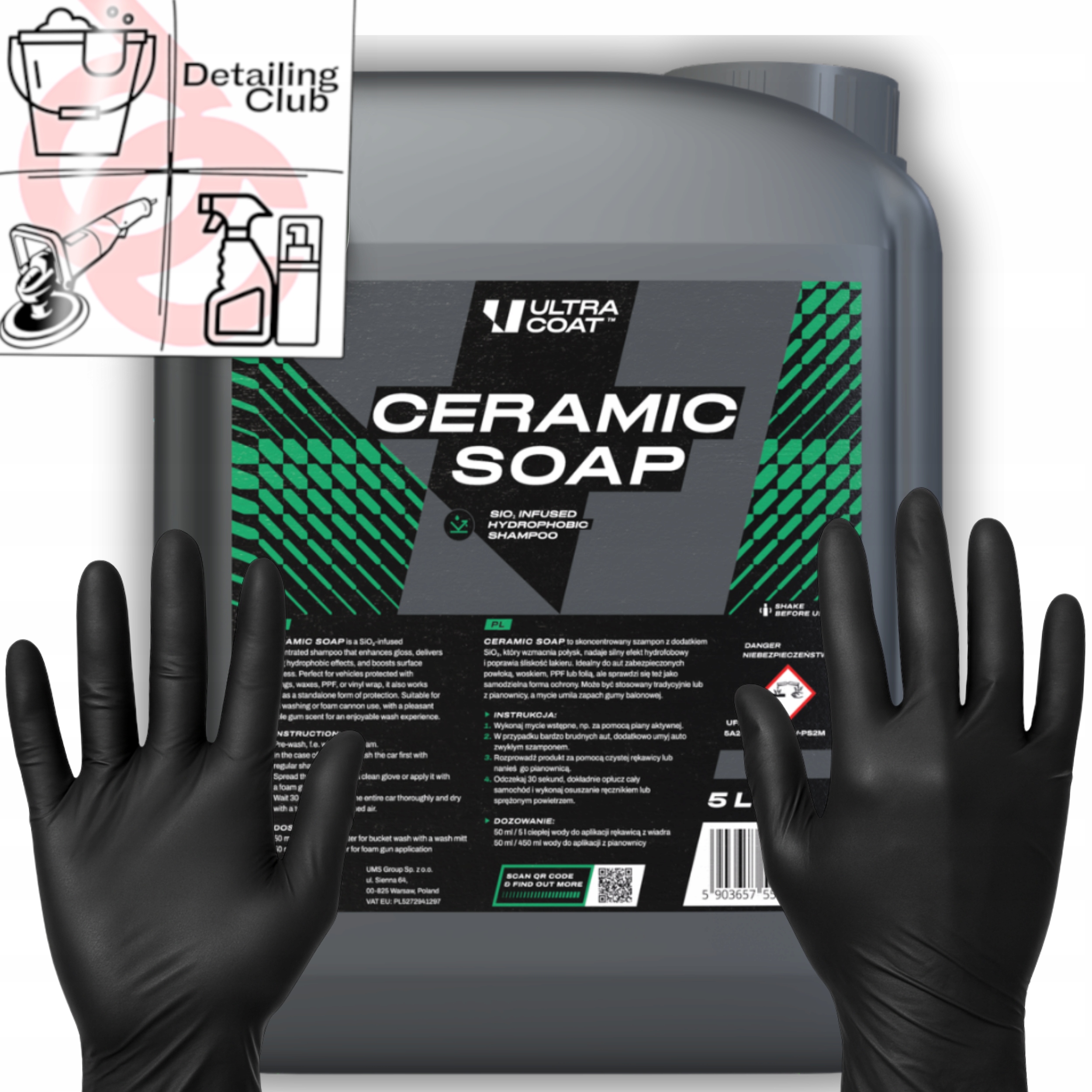 Ultracoat Ceramic Soap Šampón na umývanie auta Hydro s kremeňom 5000 ml Lesk