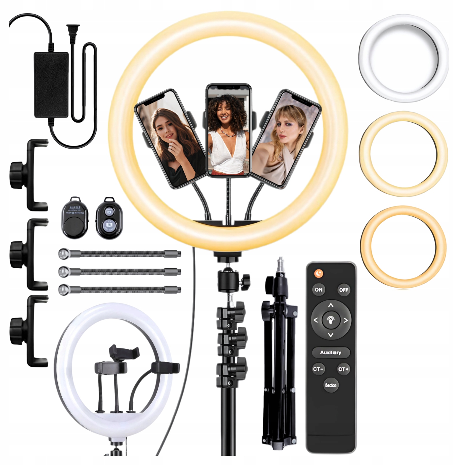 kruhová lampa Led Ring 46 cm 144 W Silný stativ 2.1 m Pilot Bt Twitch