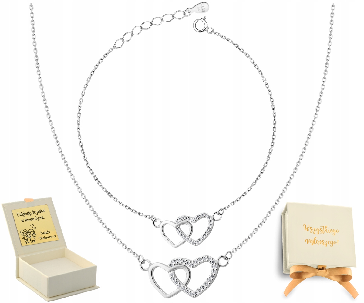 Celebritní Komplet Náhrdelník Náramek S Propletenými Srdíčky A Zirkony