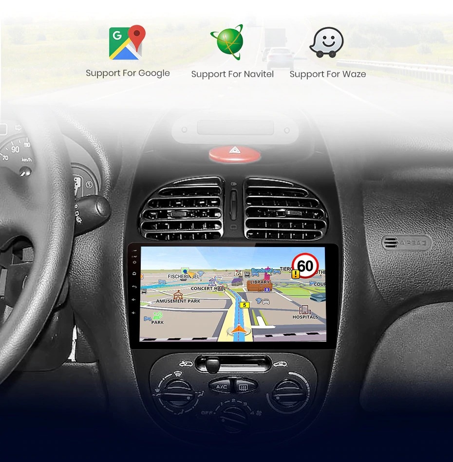 Radio PEUGEOT 206 ANDROID 12 GPS WiFi PL Radio informacja RDS pasmo AM pasmo FM