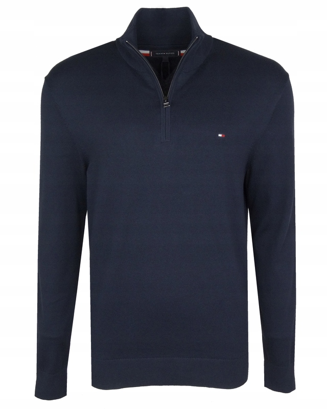 Tommy Hilfiger pánský svetr, částečně rozepínací, bavlněný, tmavě modrý, L
