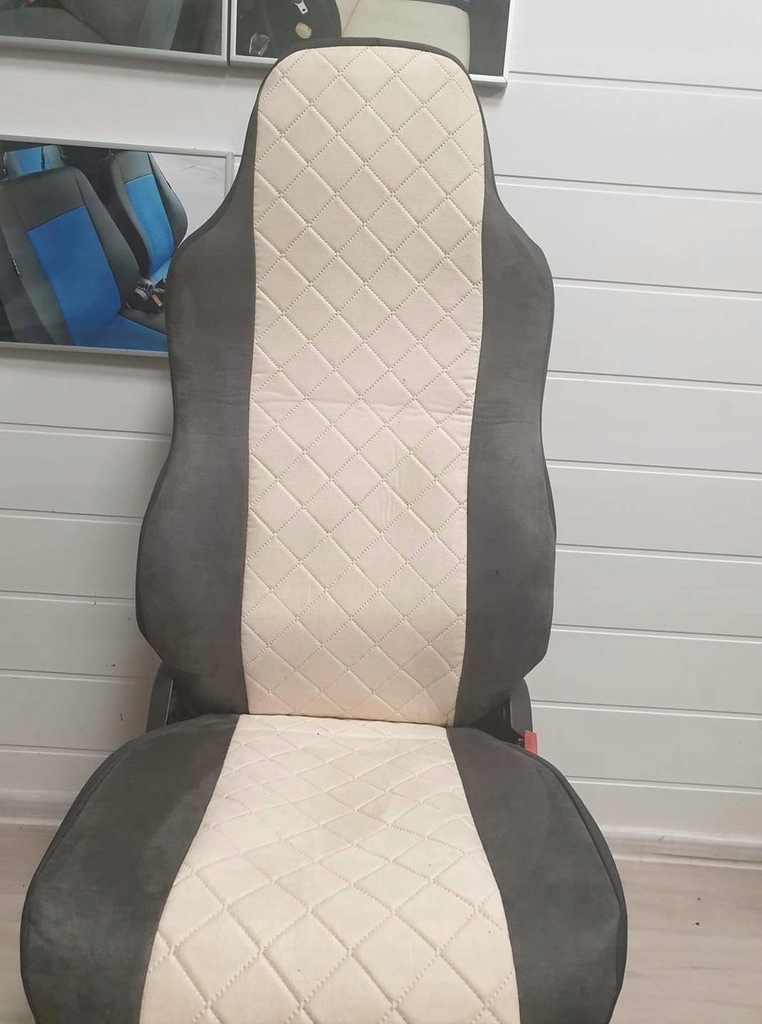 POKROWCE SAMOCHODOWE TIR RENAULT Magnum ALCANTARA Cechy dodatkowe dostęp do podłokietnika gotowe otwory na pasy szwy/otwory na poduszki powietrzne