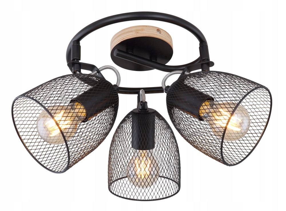 Trojitá čierna lampa stropný reflektor okrúhly drôtik špirála