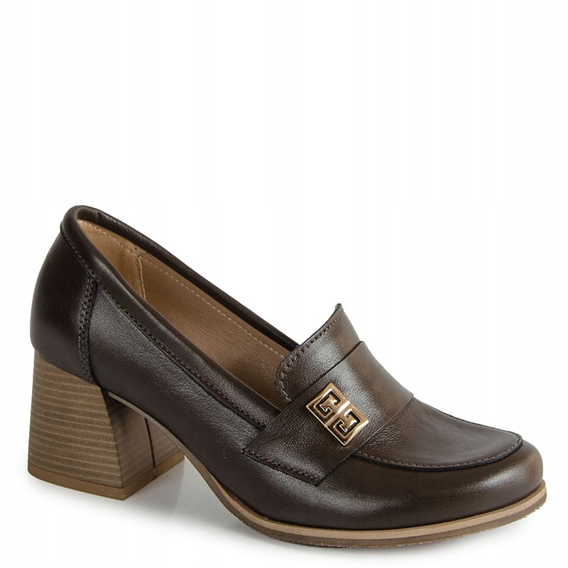 Lemar 20207 Čokoládové Kožené Lodičky Na Podpatku 38