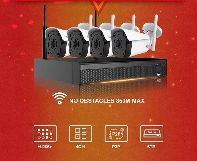 MONITORING IP WIFI 4 KAMERY 5Mpx Z EKRANEM HDD 1TB Marka G-VISION