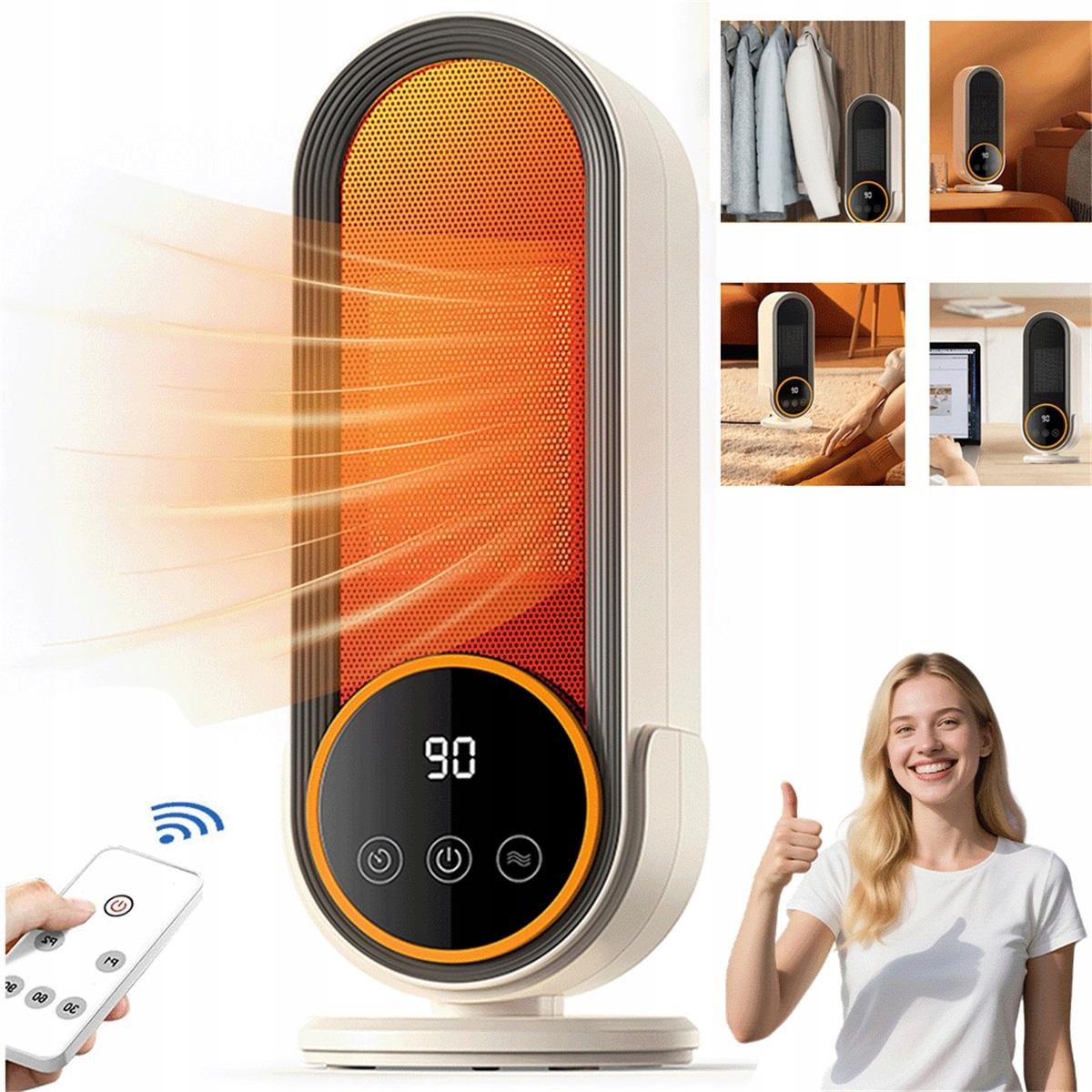 Radiátor S Led Displejem 1200 W, Dálkové Ovládání, 2 Úrovně Teploty