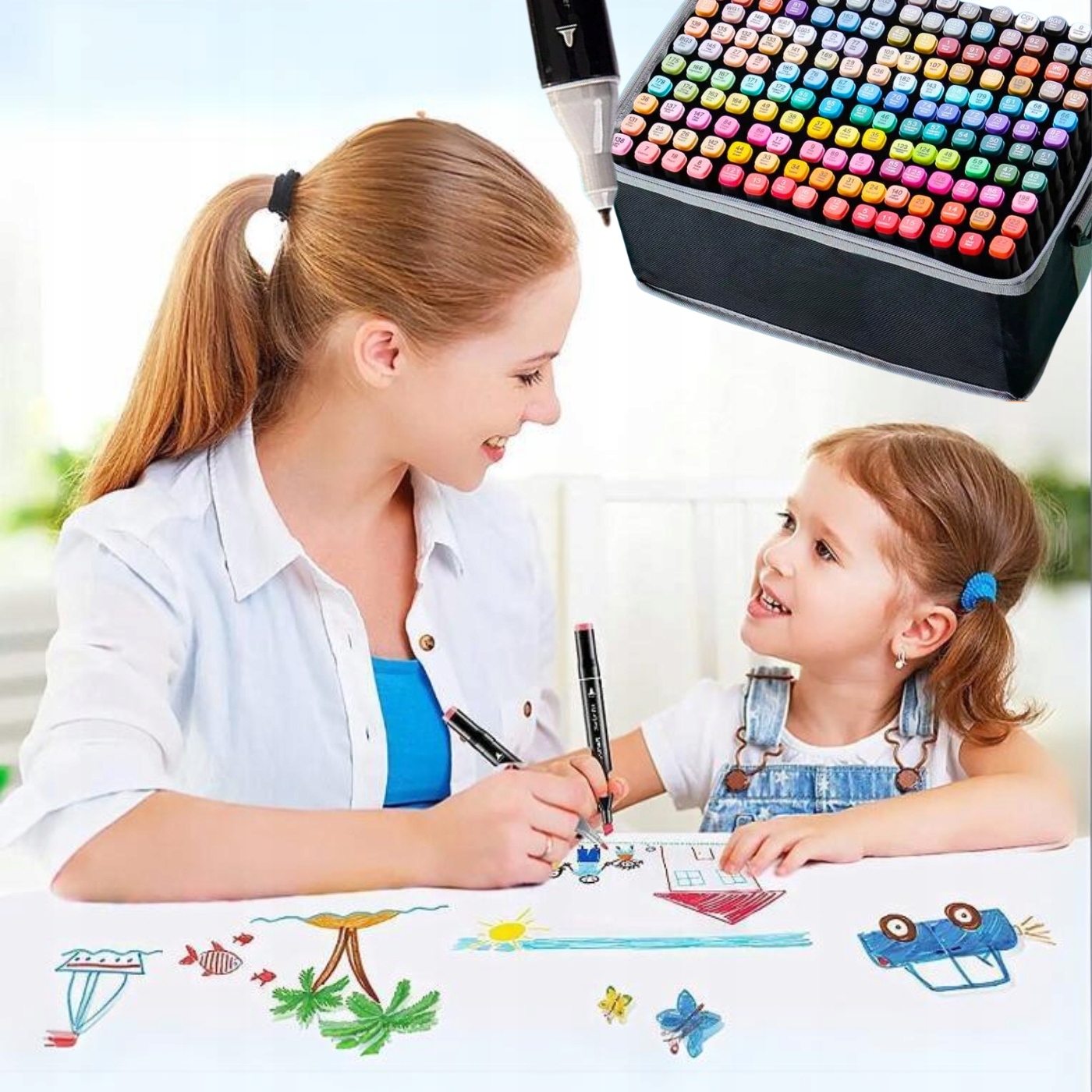 DWUSTRONNE MARKERY ALKOHOLOWE PISAKI 168 SZT ZESTAW TORBA ETUI PODSTAWKA Marka Hikey