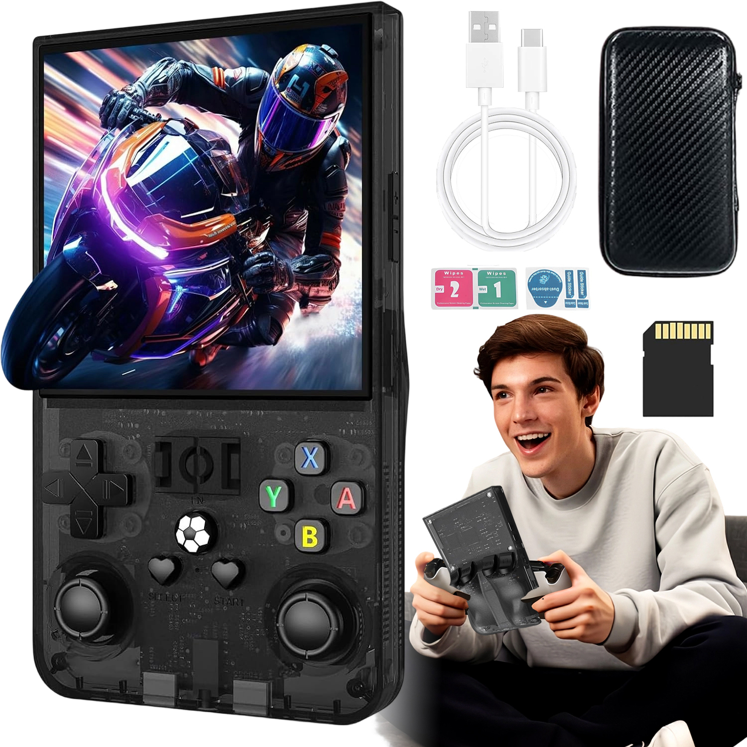 Konsola R36MAX Retro Mini Przenośna Konsola Do Gier Linnux 64 Gb Czarny