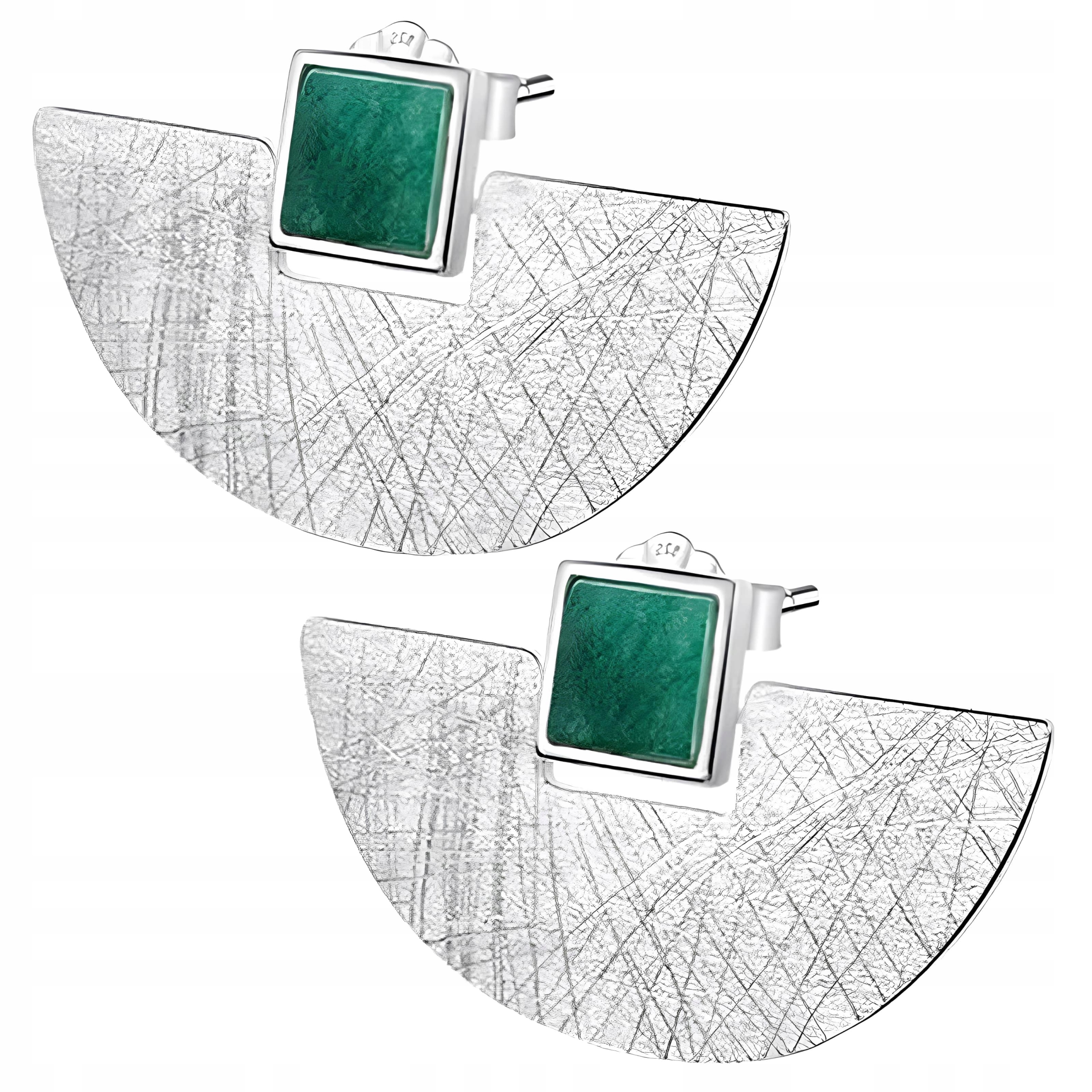 Stříbrné Náušnice Půlkruhy Aventurín Stříbro 925 Náušnice Trusky