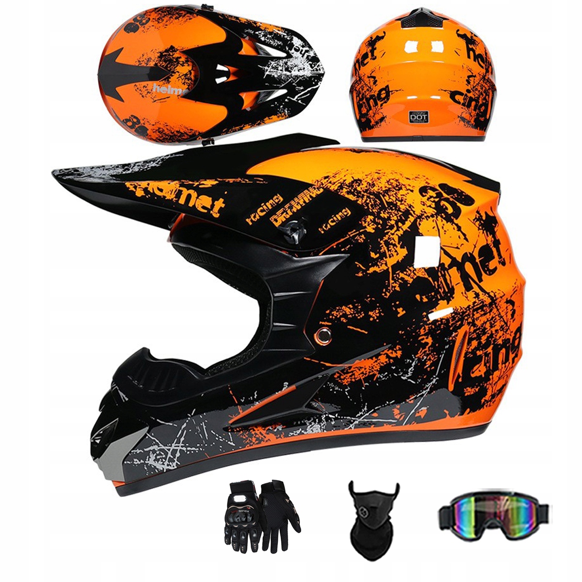 Motocyklová Přilba Crossová Lehká Enduro Quada Brýle Rukavice Maska L