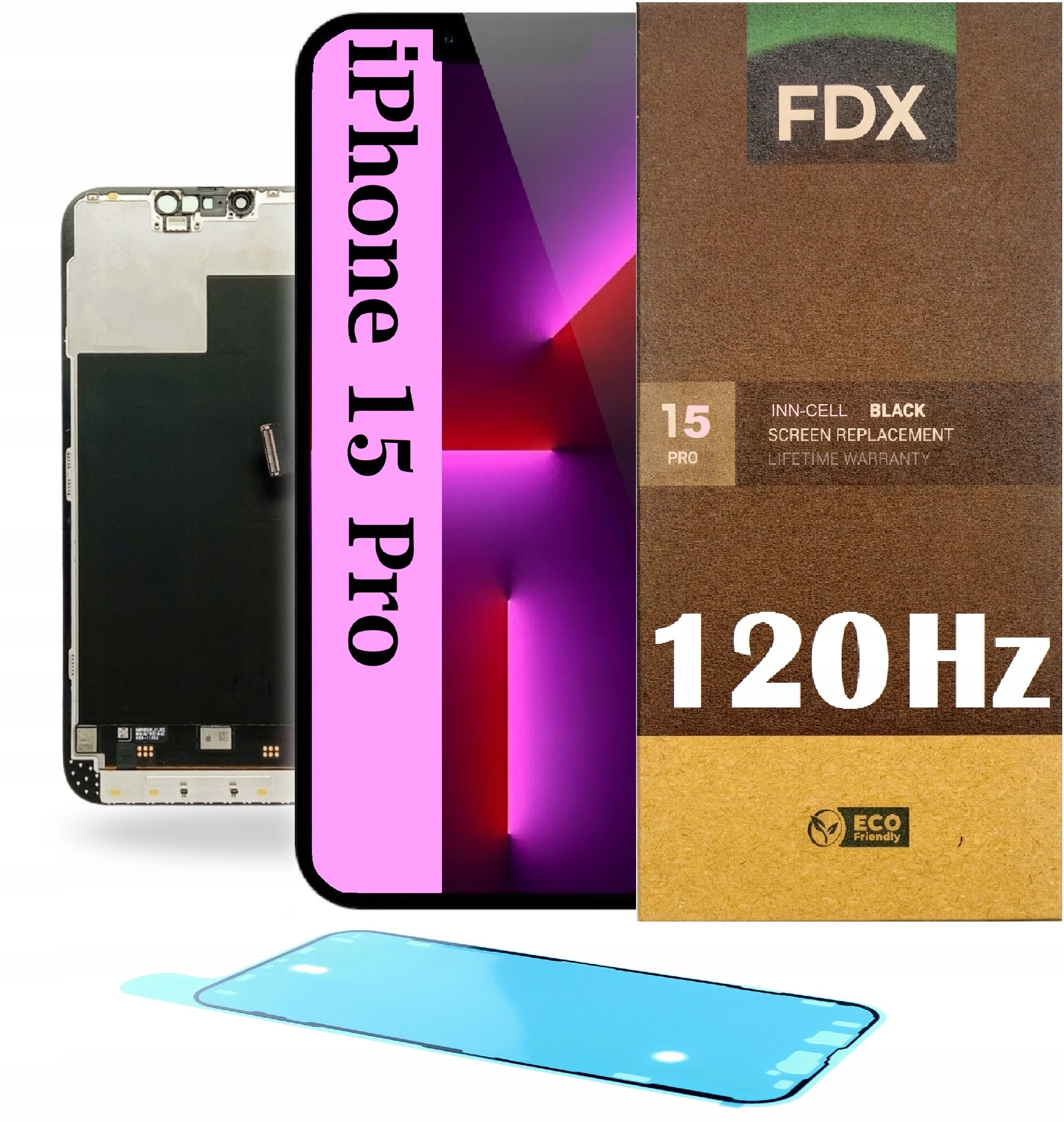 Wyświetlacz Ekran LCD Apple iPhone 15 Pro IC InCell 120Hz FHD+ + Uszczelka