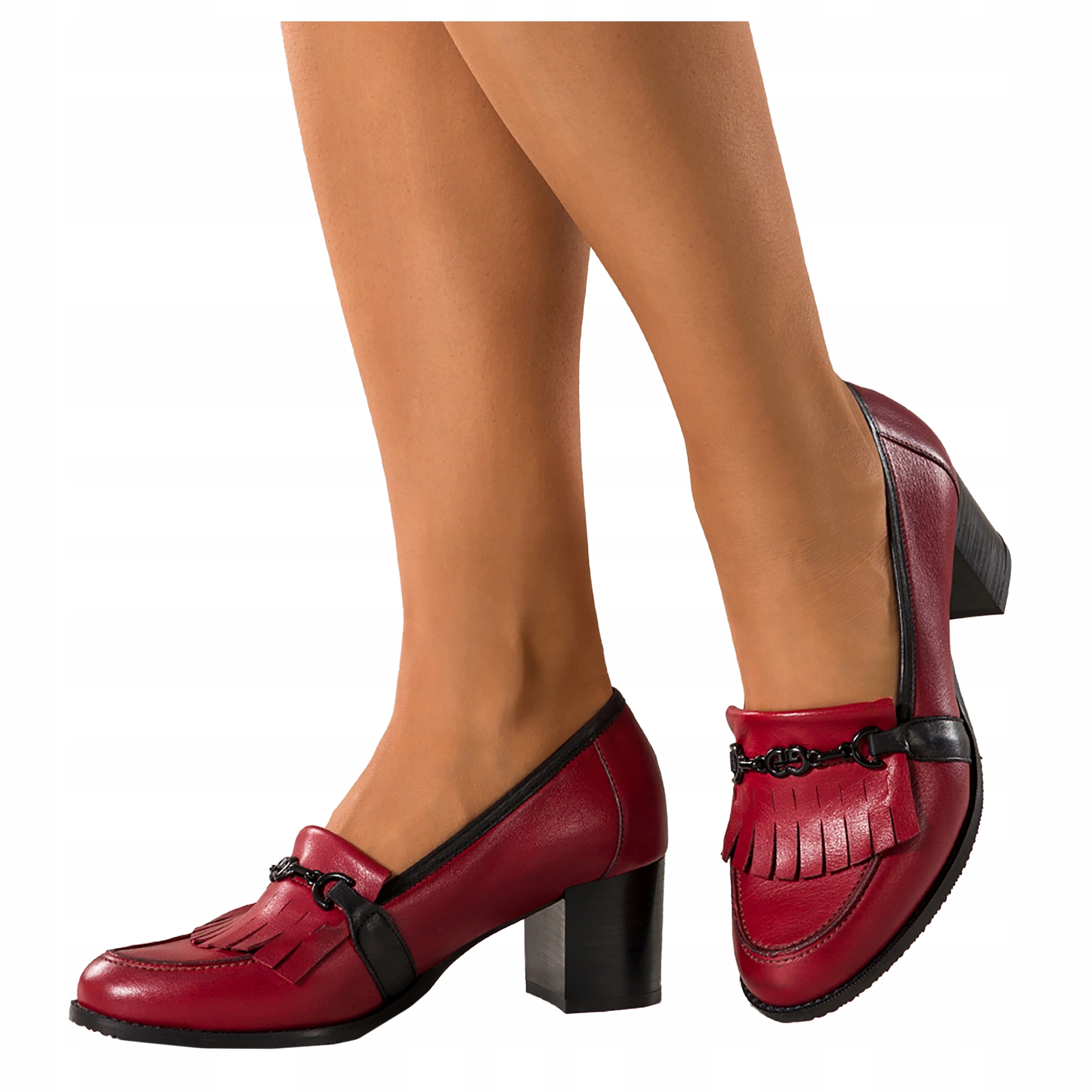 Mokasíny Červené Dámské Kožené Pohodlné Na Sloupku S Sponakou r 39