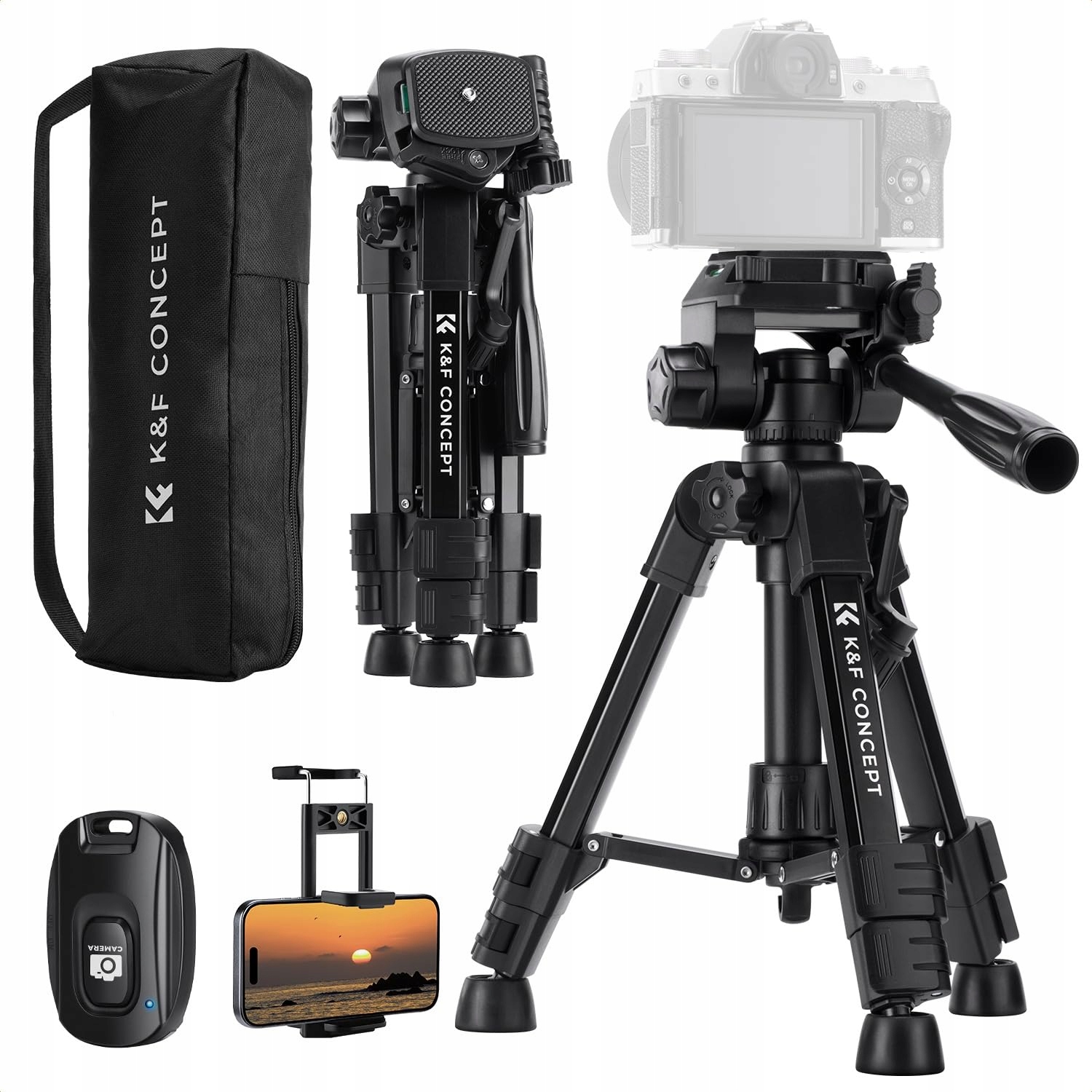 Mini stativ pro fotoaparát s dálkovým ovládáním, robustní 30-63 cm, černý