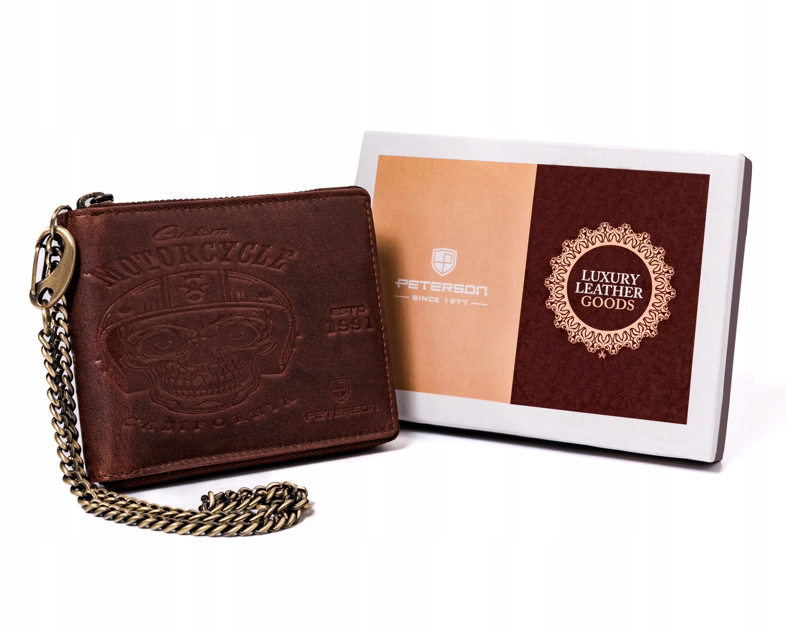 Peterson peněženka z pravé kůže hnědá Ptn N992C-04-HWM-134 muž