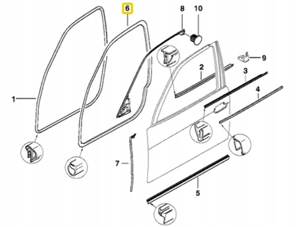 DRZWI LEWE PRAWE PRZEDNIE USZCZELKA do BMW E38 E39 Typ samochodu Samochody osobowe