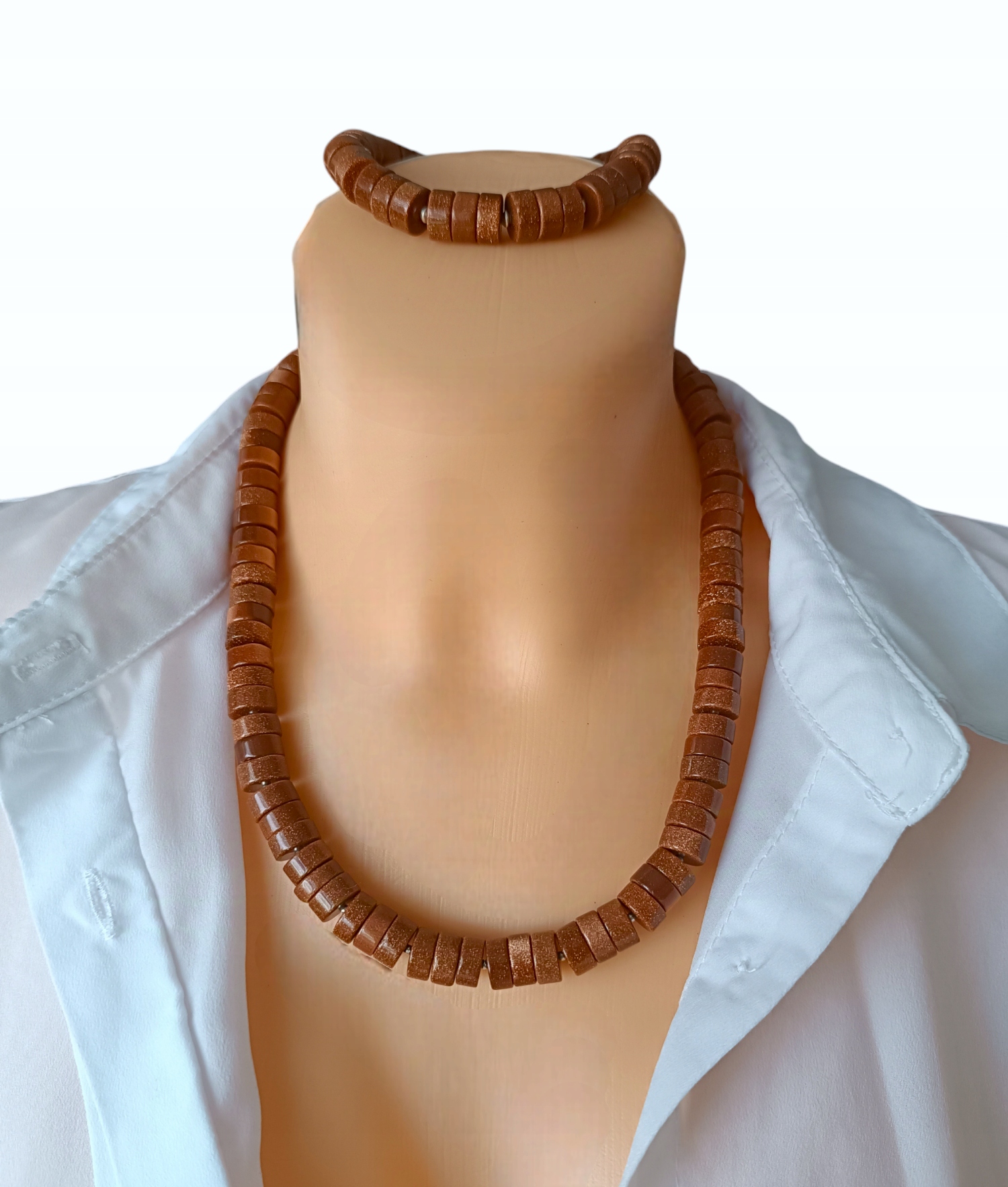 Luxusní bronzový komplet Písek Pouště náhrdelník náramek 45 cm Dárek