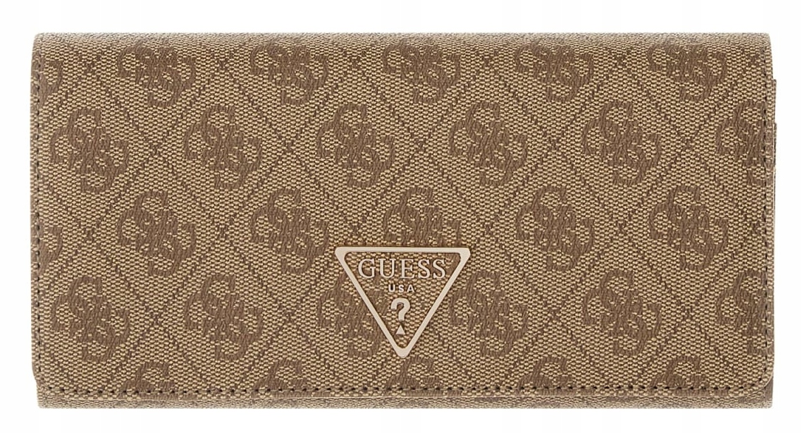 Logovaná Béžová Dámská Peněženka Velká, Prostorná, Ženský Dárek, Módní Guess