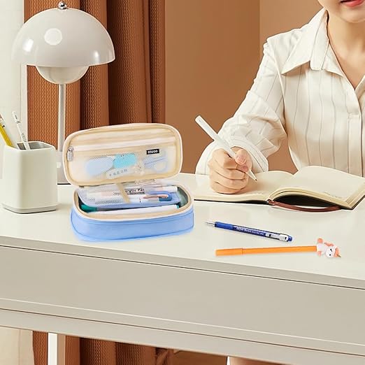 2024 NOWY DUŻY PIÓRNIK WIELOFUNKCYJNY SASZETKA TRZYKOMOROWY PIÓRNIK SZKOLNY Materiał ekoskóra