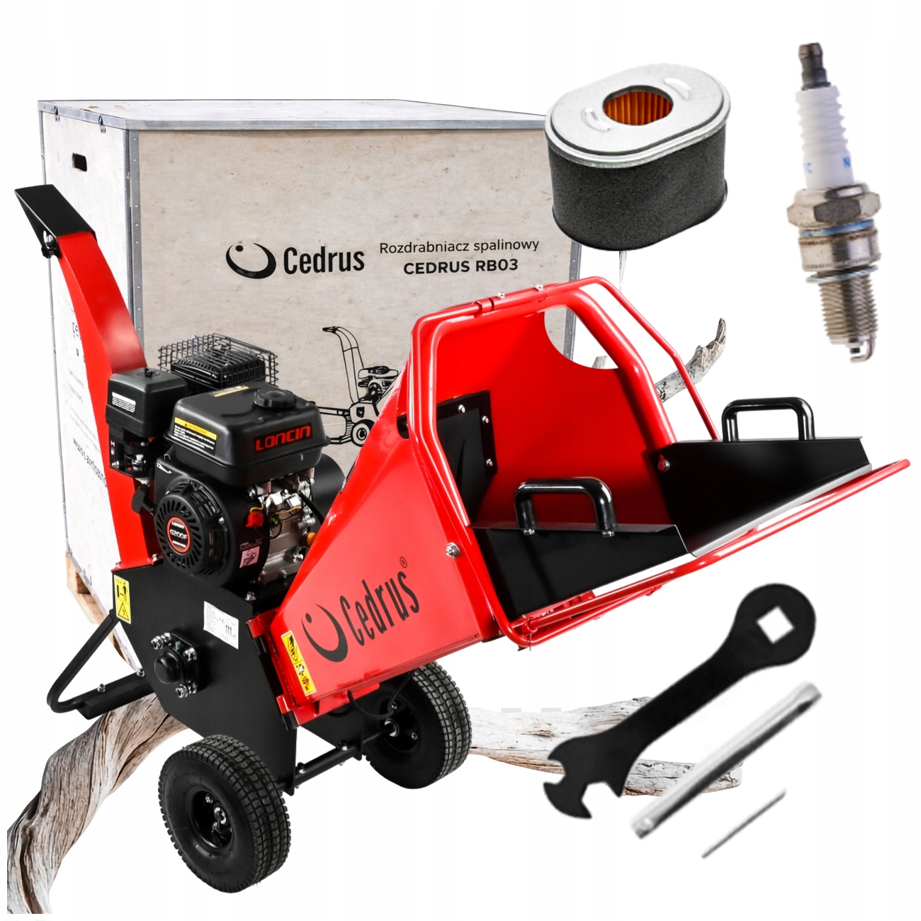 Rozdrabniacz Spalinowy Cedrus RB03 Loncin Wersja Pro 12,24KM Czerwony Mocny